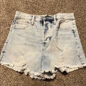 Light Blue Distressed Denim Shorts